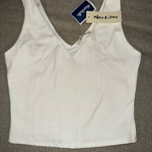 Mikey & Joey White V-Neck Crop Top